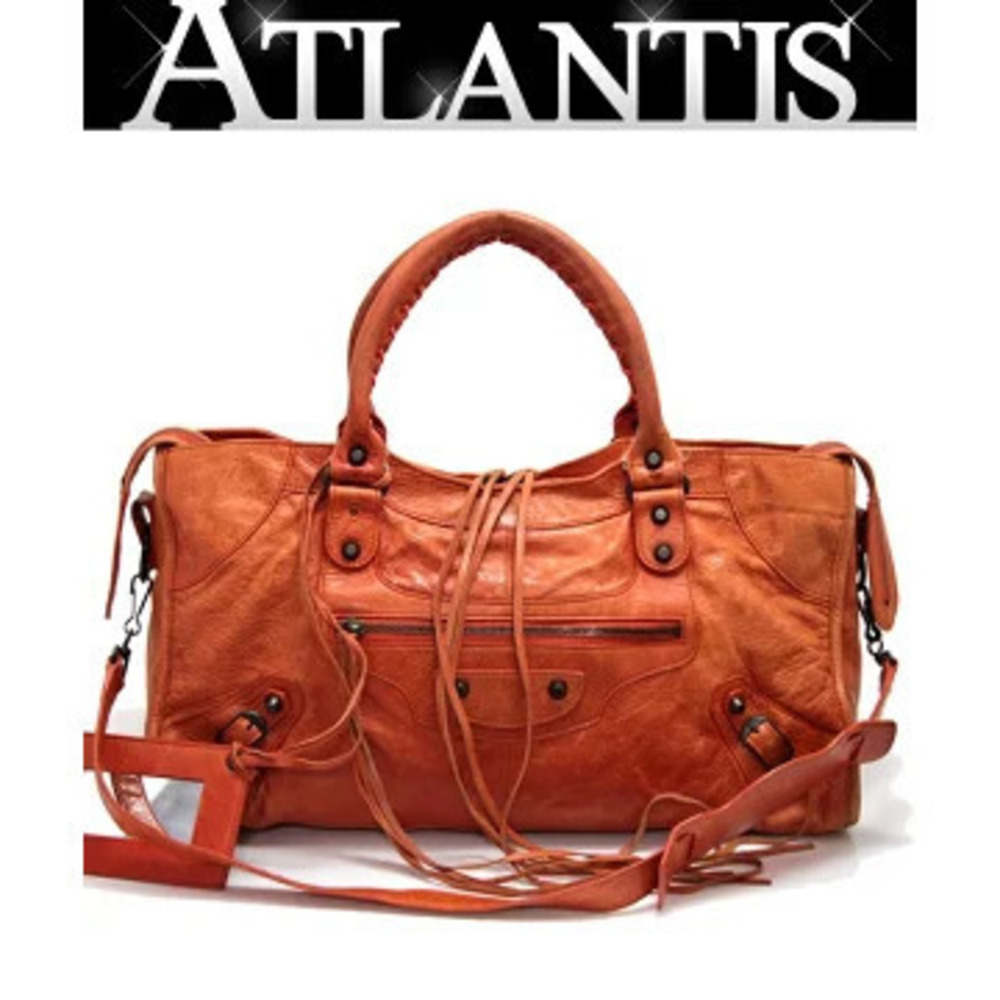 Balenciaga The Time Handbag Orange Leather